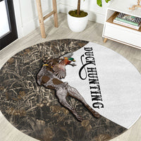Duck Hunting Retriever Round Carpet Mallard Shotgun Hunt with Camouflage Marsh Dog Artwork