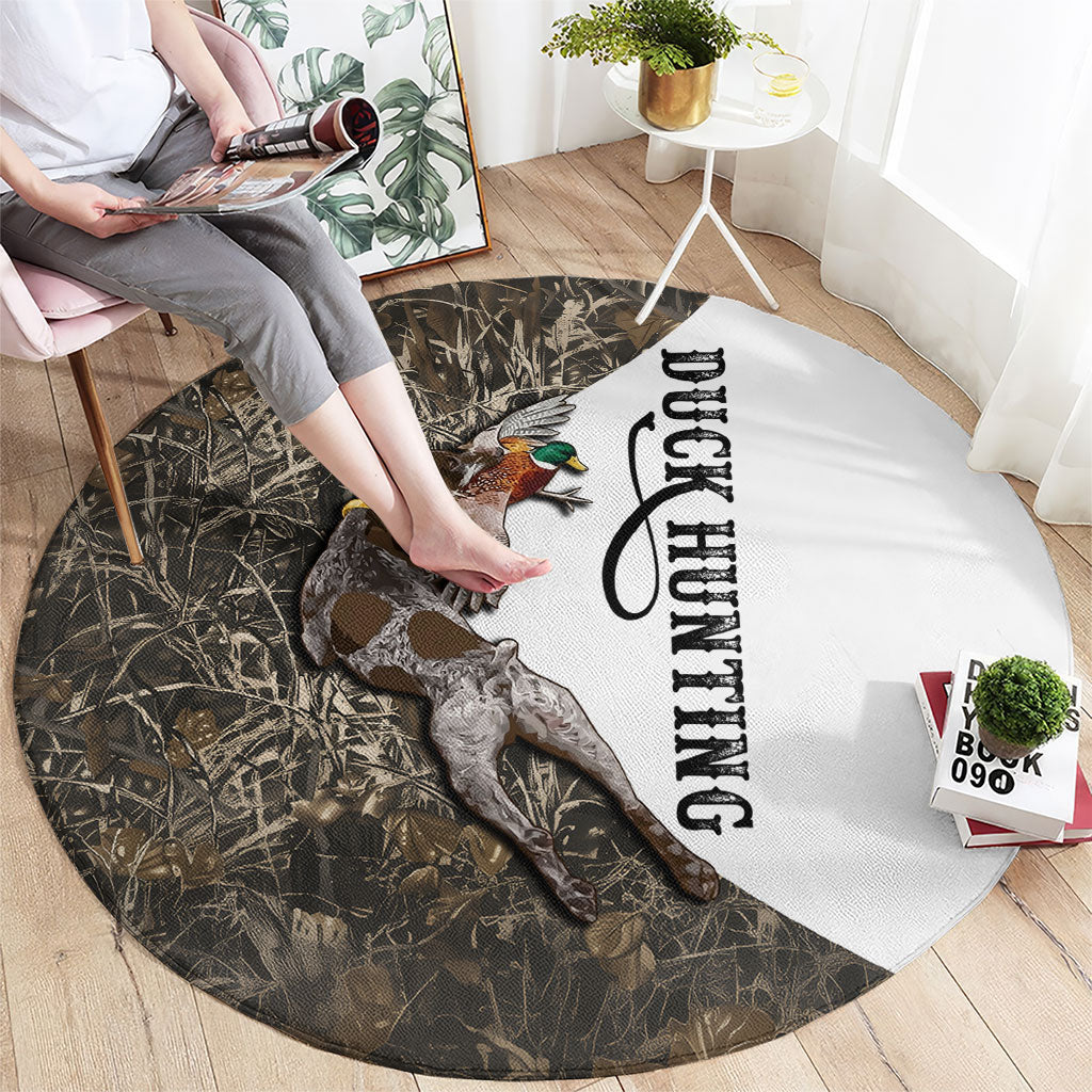 Duck Hunting Retriever Round Carpet Mallard Shotgun Hunt with Camouflage Marsh Dog Artwork