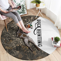 Duck Hunting Retriever Round Carpet Mallard Shotgun Hunt with Camouflage Marsh Dog Artwork
