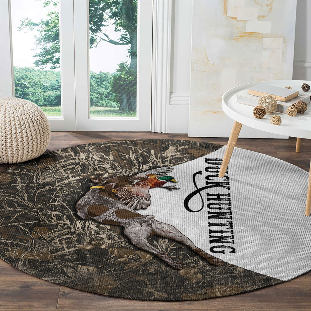 Duck Hunting Retriever Round Carpet Mallard Shotgun Hunt with Camouflage Marsh Dog Artwork