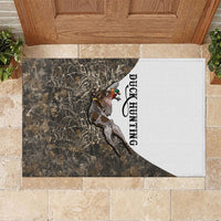 Duck Hunting Retriever Rubber Doormat Mallard Shotgun Hunt with Camouflage Marsh Dog Artwork