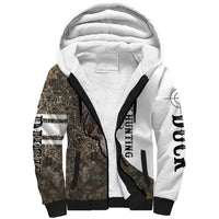 Duck Hunting Retriever Sherpa Hoodie Mallard Shotgun Hunt with Camouflage Marsh Dog Artwork