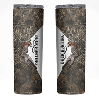 Duck Hunting Retriever Skinny Tumbler Mallard Shotgun Hunt with Camouflage Marsh Dog Artwork