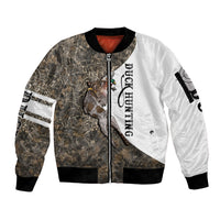 Duck Hunting Retriever Sleeve Zip Bomber Jacket Mallard Shotgun Hunt with Camouflage Marsh Dog Artwork