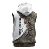 Duck Hunting Retriever Sleeveless Hoodie Mallard Shotgun Hunt with Camouflage Marsh Dog Artwork