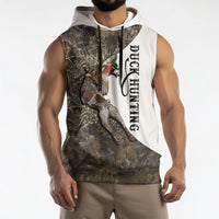 Duck Hunting Retriever Sleeveless Hoodie Mallard Shotgun Hunt with Camouflage Marsh Dog Artwork