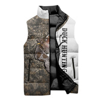 Duck Hunting Retriever Sleeveless Puffer Jacket Mallard Shotgun Hunt with Camouflage Marsh Dog Artwork