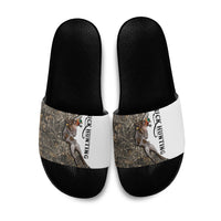 Duck Hunting Retriever Slide Sandals Mallard Shotgun Hunt with Camouflage Marsh Dog Artwork