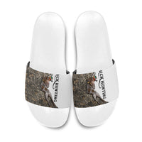 Duck Hunting Retriever Slide Sandals Mallard Shotgun Hunt with Camouflage Marsh Dog Artwork