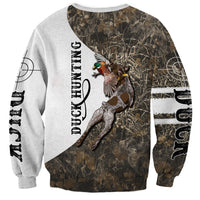 Duck Hunting Retriever Sweatshirt Mallard Shotgun Hunt with Camouflage Marsh Dog Artwork