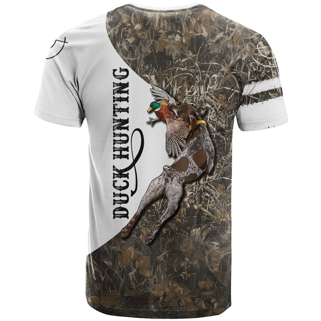 Duck Hunting Retriever T Shirt Mallard Shotgun Hunt with Camouflage Marsh Dog Artwork