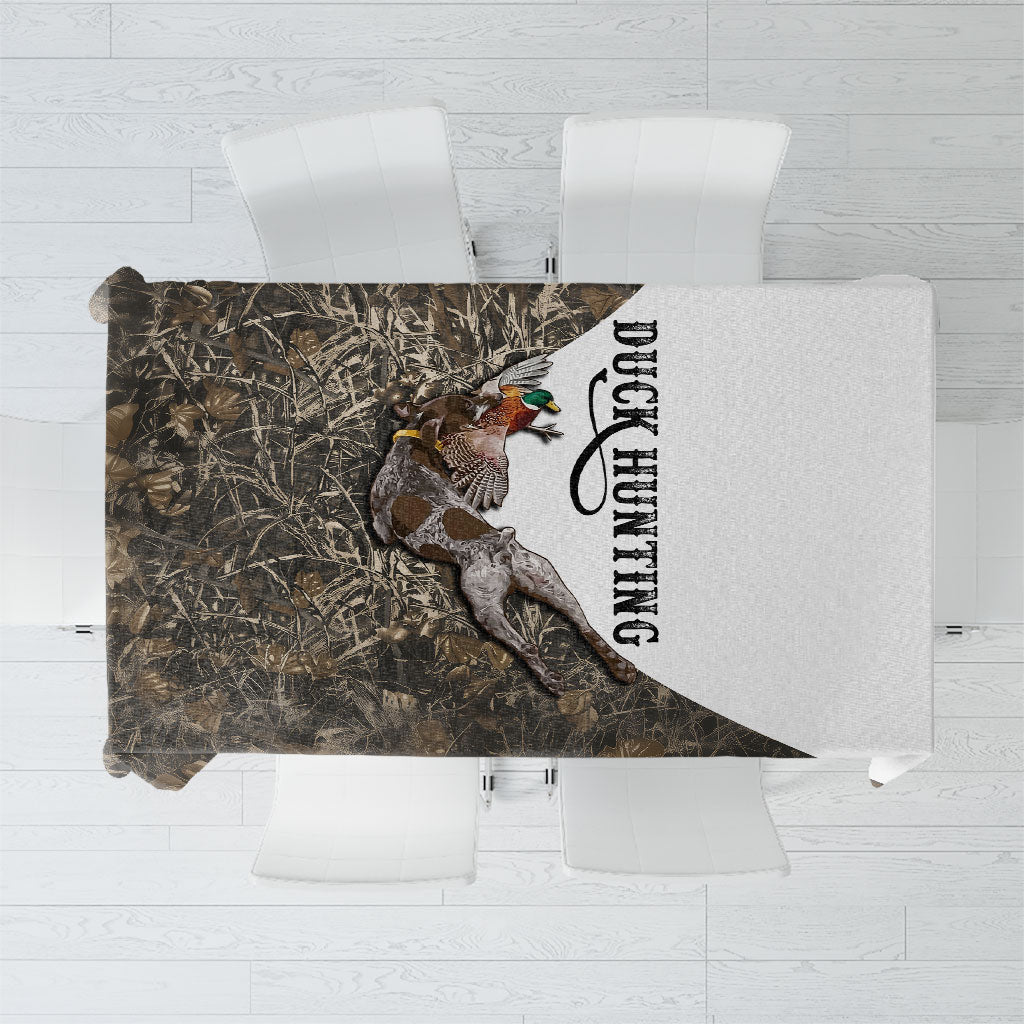 Duck Hunting Retriever Tablecloth Mallard Shotgun Hunt with Camouflage Marsh Dog Artwork