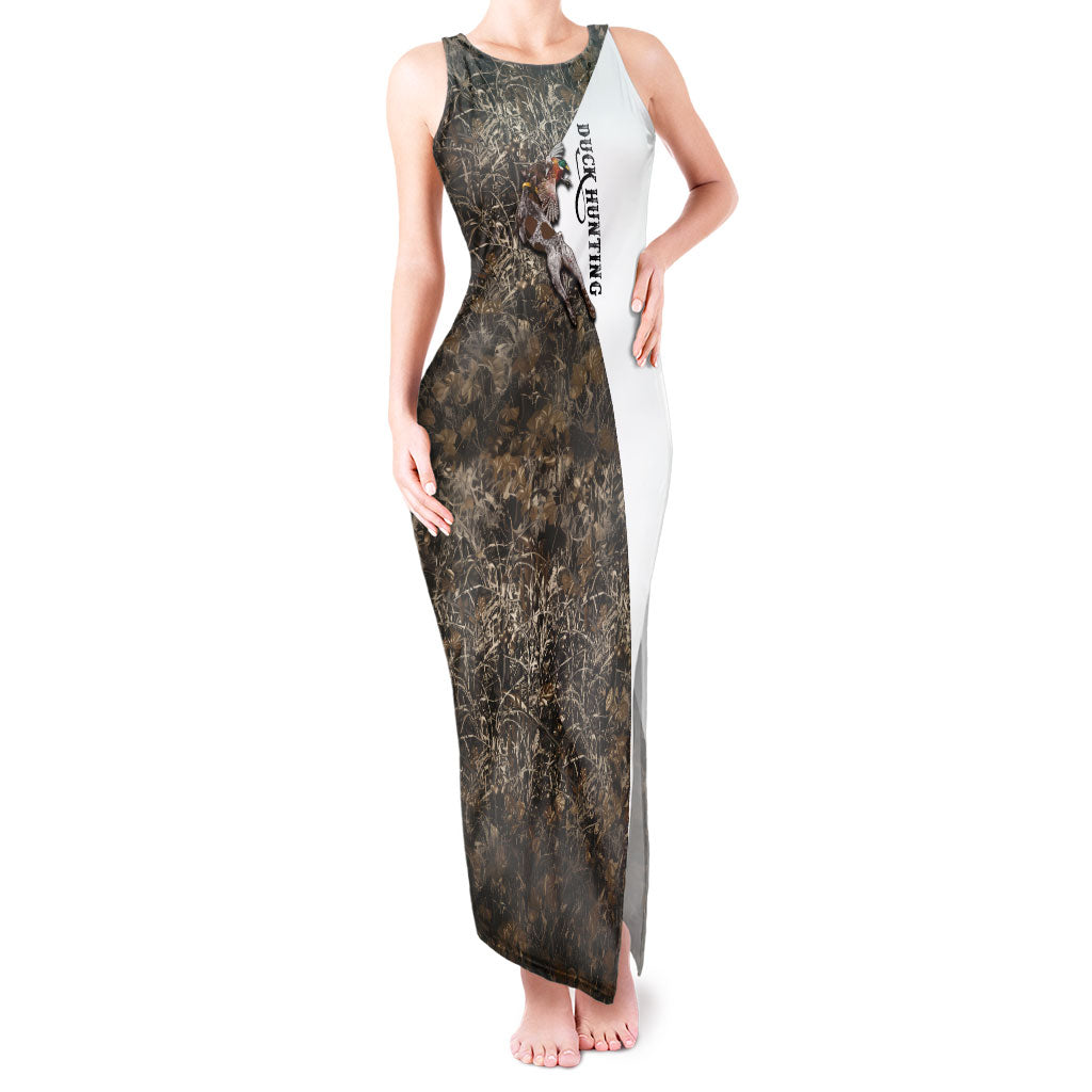 Duck Hunting Retriever Tank Maxi Dress Mallard Shotgun Hunt with Camouflage Marsh Dog Artwork