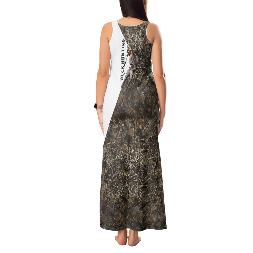 Duck Hunting Retriever Tank Maxi Dress Mallard Shotgun Hunt with Camouflage Marsh Dog Artwork
