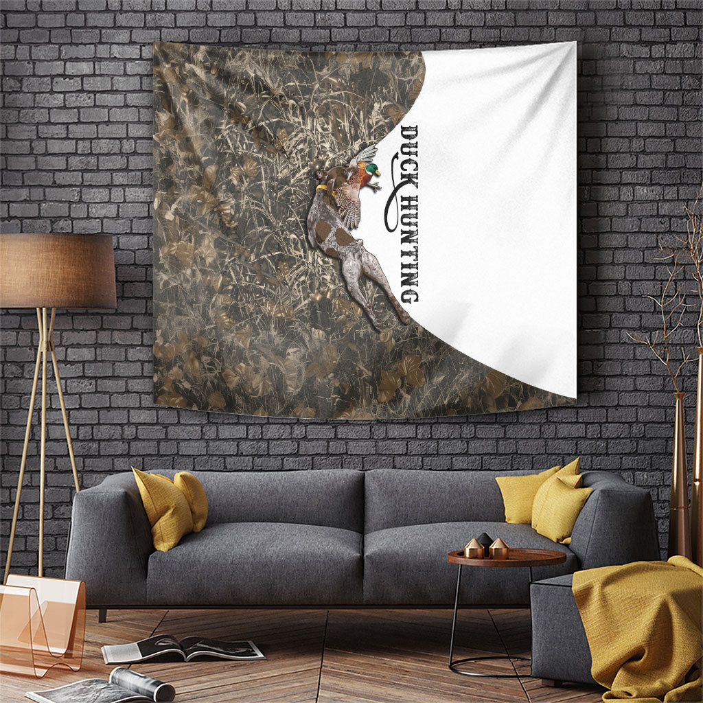Duck Hunting Retriever Tapestry Mallard Shotgun Hunt with Camouflage Marsh Dog Artwork
