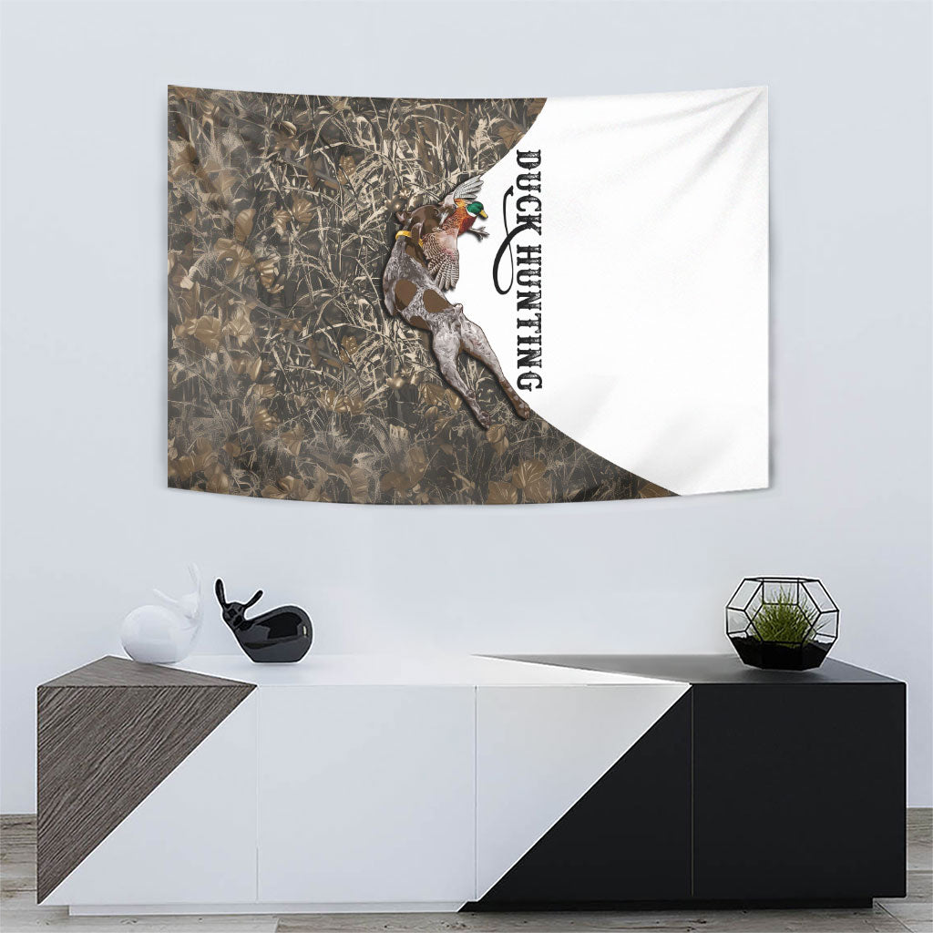 Duck Hunting Retriever Tapestry Mallard Shotgun Hunt with Camouflage Marsh Dog Artwork