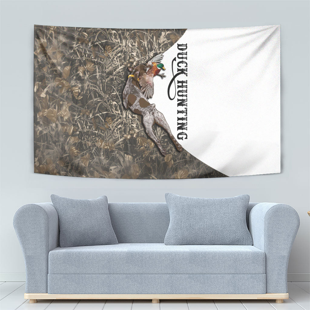 Duck Hunting Retriever Tapestry Mallard Shotgun Hunt with Camouflage Marsh Dog Artwork