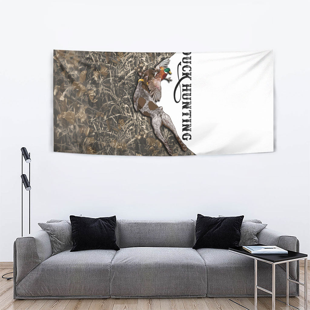 Duck Hunting Retriever Tapestry Mallard Shotgun Hunt with Camouflage Marsh Dog Artwork