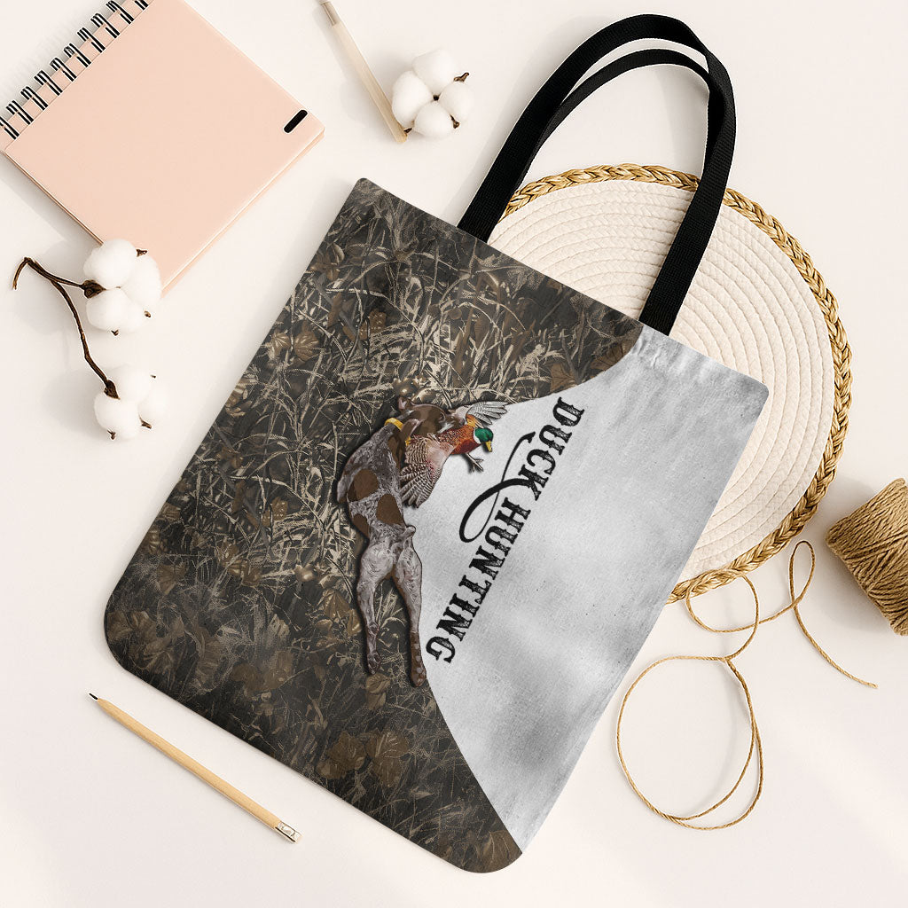 Duck Hunting Retriever Tote Bag Mallard Shotgun Hunt with Camouflage Marsh Dog Artwork