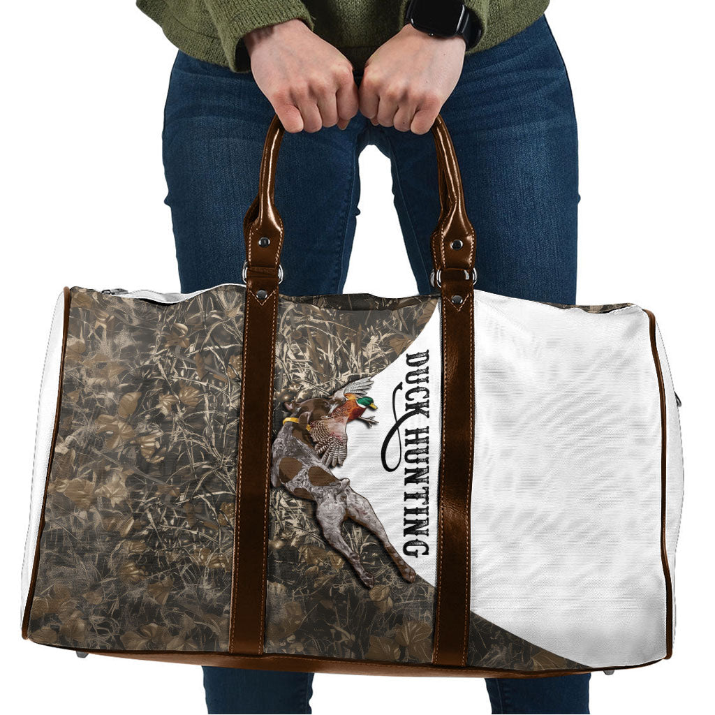 Duck Hunting Retriever Travel Bag Mallard Shotgun Hunt with Camouflage Marsh Dog Artwork
