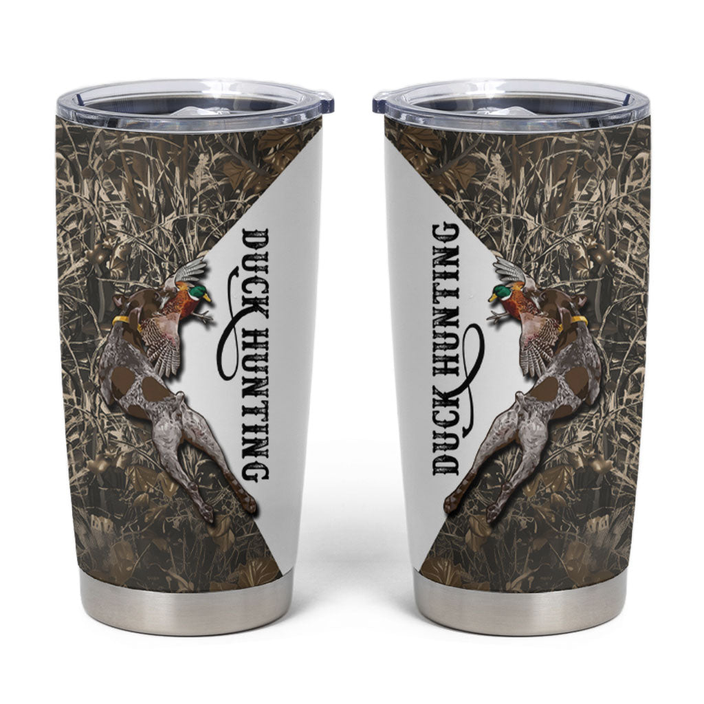 Duck Hunting Retriever Tumbler Cup Mallard Shotgun Hunt with Camouflage Marsh Dog Artwork
