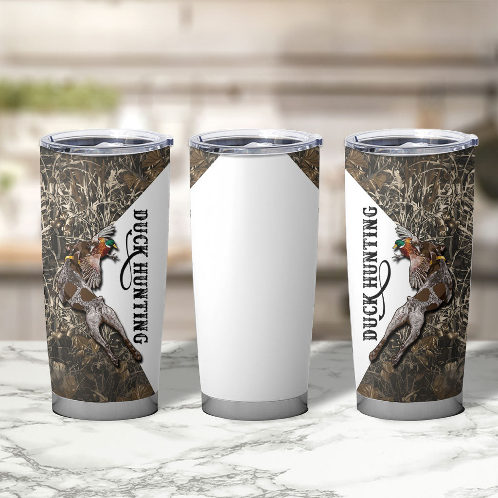 Duck Hunting Retriever Tumbler Cup Mallard Shotgun Hunt with Camouflage Marsh Dog Artwork