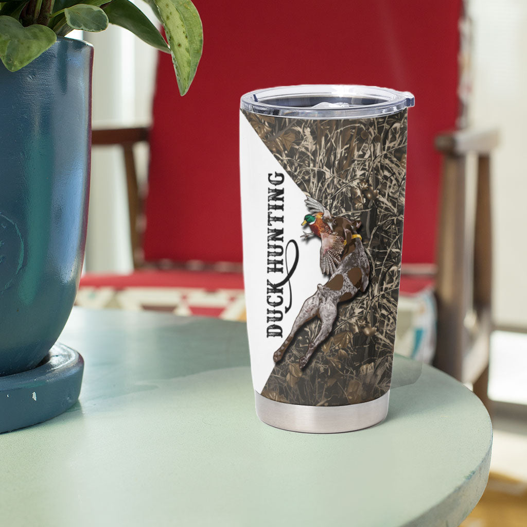 Duck Hunting Retriever Tumbler Cup Mallard Shotgun Hunt with Camouflage Marsh Dog Artwork