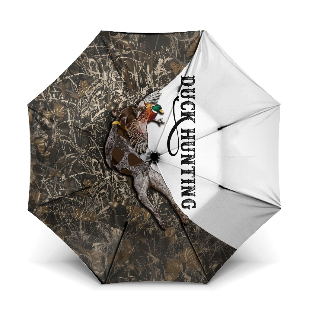 Duck Hunting Retriever Umbrella Mallard Shotgun Hunt with Camouflage Marsh Dog Artwork