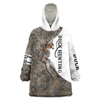 Duck Hunting Retriever Wearable Blanket Hoodie Mallard Shotgun Hunt with Camouflage Marsh Dog Artwork