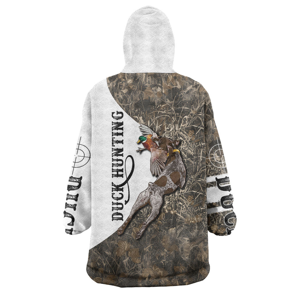 Duck Hunting Retriever Wearable Blanket Hoodie Mallard Shotgun Hunt with Camouflage Marsh Dog Artwork