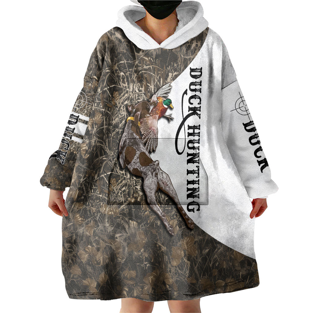 Duck Hunting Retriever Wearable Blanket Hoodie Mallard Shotgun Hunt with Camouflage Marsh Dog Artwork