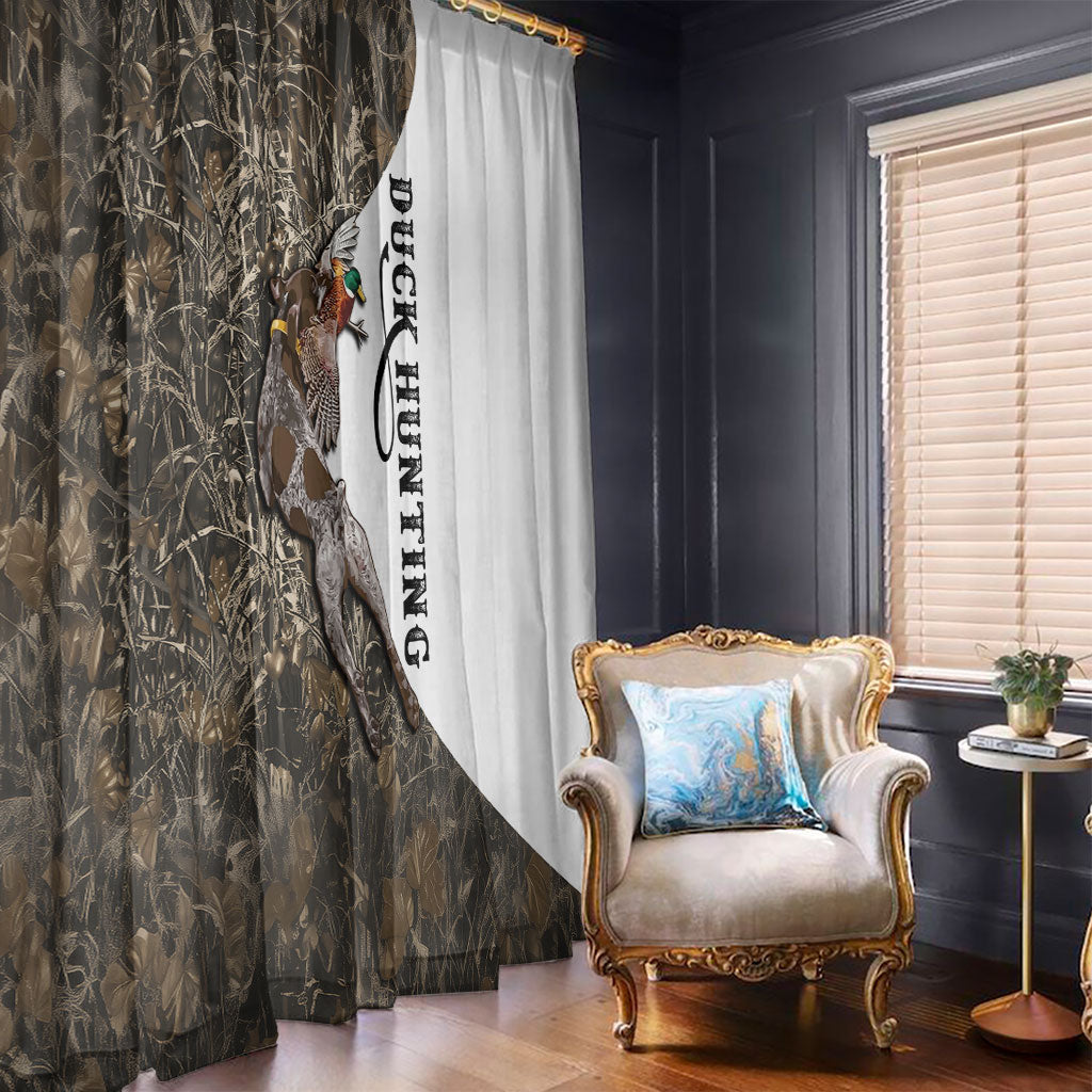 Duck Hunting Retriever Window Curtain Mallard Shotgun Hunt with Camouflage Marsh Dog Artwork