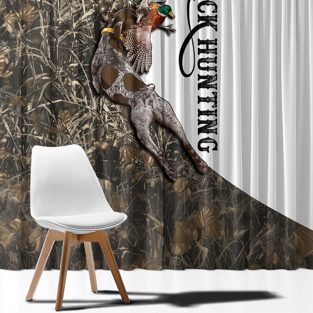 Duck Hunting Retriever Window Curtain Mallard Shotgun Hunt with Camouflage Marsh Dog Artwork