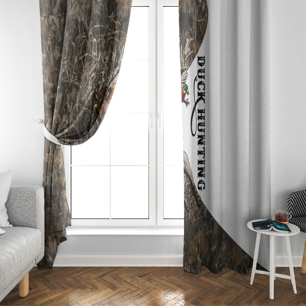 Duck Hunting Retriever Window Curtain Mallard Shotgun Hunt with Camouflage Marsh Dog Artwork