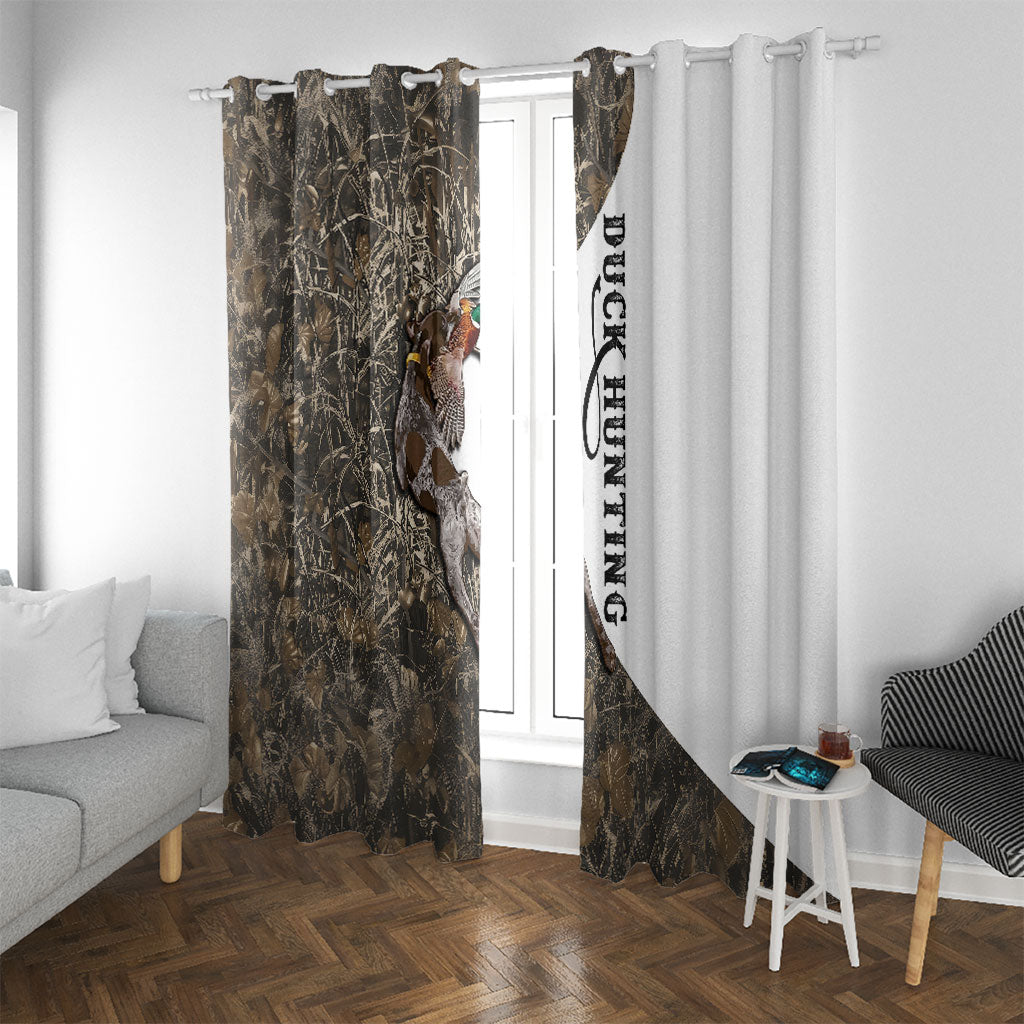 Duck Hunting Retriever Window Curtain Mallard Shotgun Hunt with Camouflage Marsh Dog Artwork
