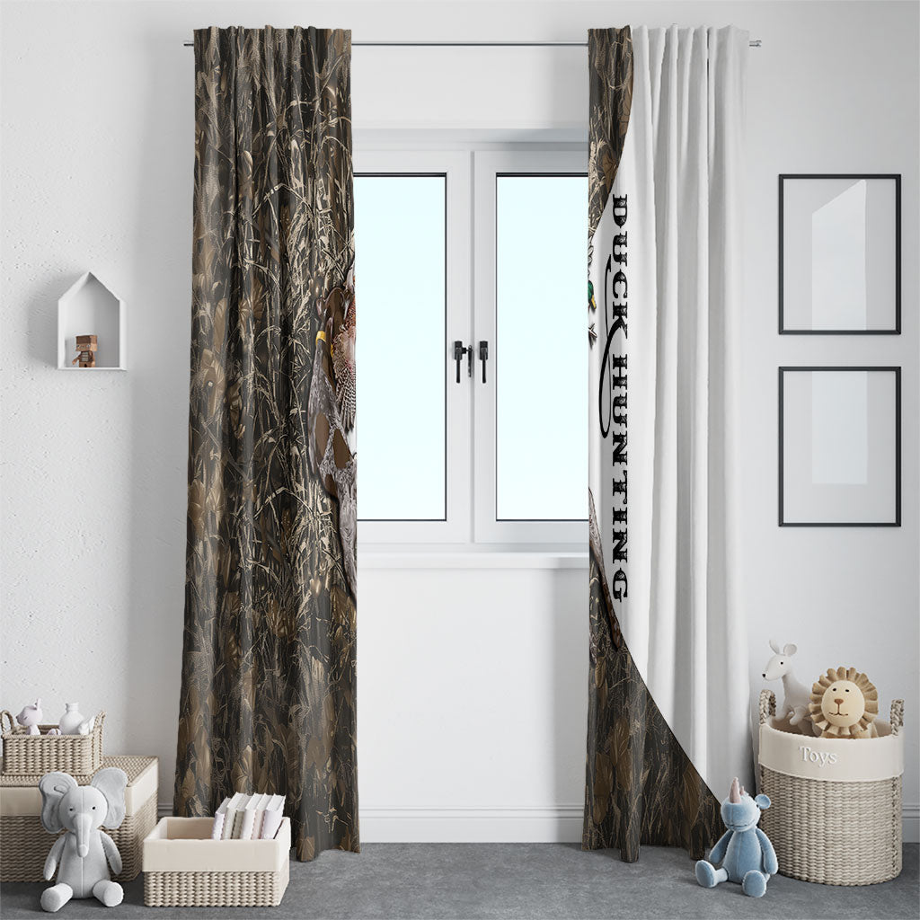 Duck Hunting Retriever Window Curtain Mallard Shotgun Hunt with Camouflage Marsh Dog Artwork