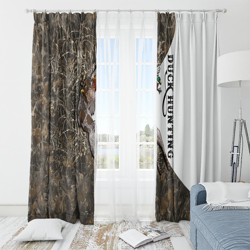 Duck Hunting Retriever Window Curtain Mallard Shotgun Hunt with Camouflage Marsh Dog Artwork