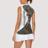Duck Hunting Retriever Women Sleeveless Polo Shirt Mallard Shotgun Hunt with Camouflage Marsh Dog Artwork