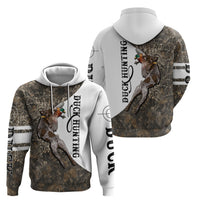 Duck Hunting Retriever Zip Hoodie Mallard Shotgun Hunt with Camouflage Marsh Dog Artwork