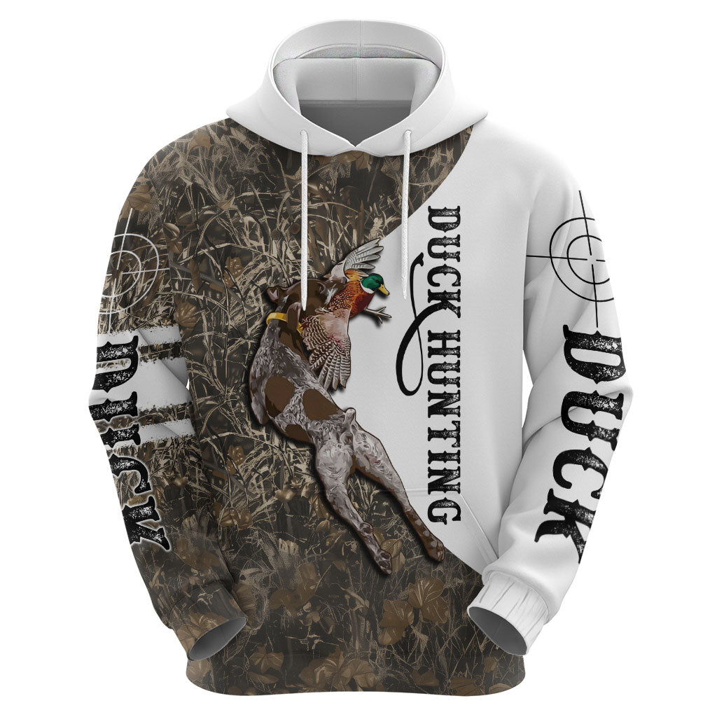 Duck Hunting Retriever Zip Hoodie Mallard Shotgun Hunt with Camouflage Marsh Dog Artwork