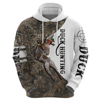 Duck Hunting Retriever Zip Hoodie Mallard Shotgun Hunt with Camouflage Marsh Dog Artwork