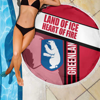 Greenland Beach Blanket with Polar Bear Emblem and Land of Ice Heart of Fire Text Design