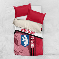 Greenland Bedding Set with Polar Bear Emblem and Land of Ice Heart of Fire Text Design