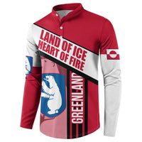 Greenland Button Sweatshirt with Polar Bear Emblem and Land of Ice Heart of Fire Text Design