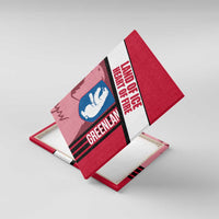 Greenland Canvas Wall Art with Polar Bear Emblem and Land of Ice Heart of Fire Text Design