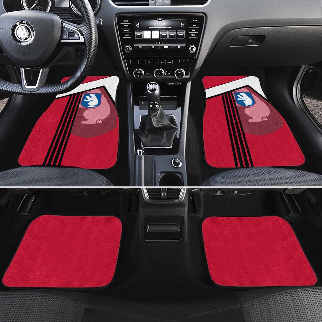 Greenland Car Mats with Polar Bear Emblem and Land of Ice Heart of Fire Text Design
