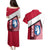 Greenland Couples Matching Puletasi and Hawaiian Shirt with Polar Bear Emblem and Land of Ice Heart of Fire Text Design
