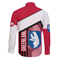 Greenland Family Matching Long Sleeve Bodycon Dress and Hawaiian Shirt with Polar Bear Emblem and Land of Ice Heart of Fire Text Design