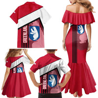 Greenland Family Matching Mermaid Dress and Hawaiian Shirt with Polar Bear Emblem and Land of Ice Heart of Fire Text Design
