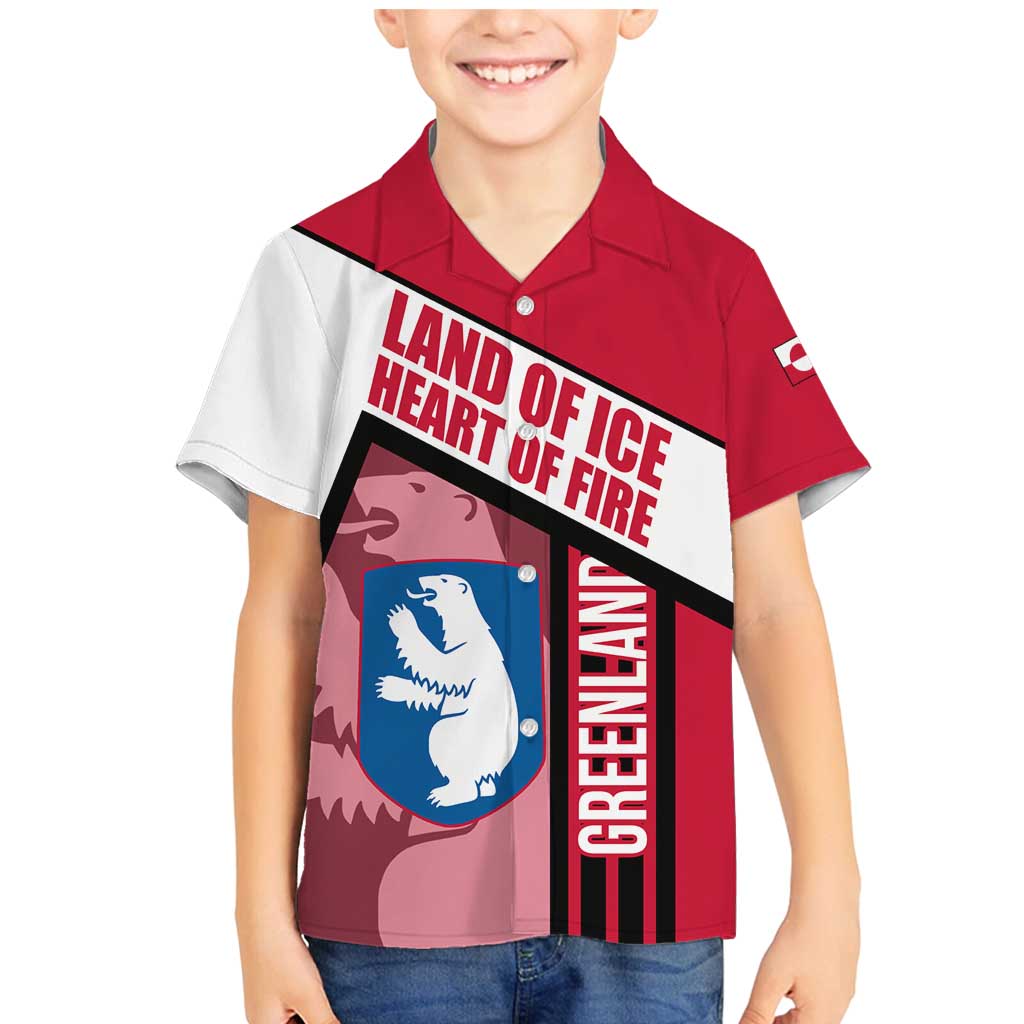 Greenland Family Matching Mermaid Dress and Hawaiian Shirt with Polar Bear Emblem and Land of Ice Heart of Fire Text Design